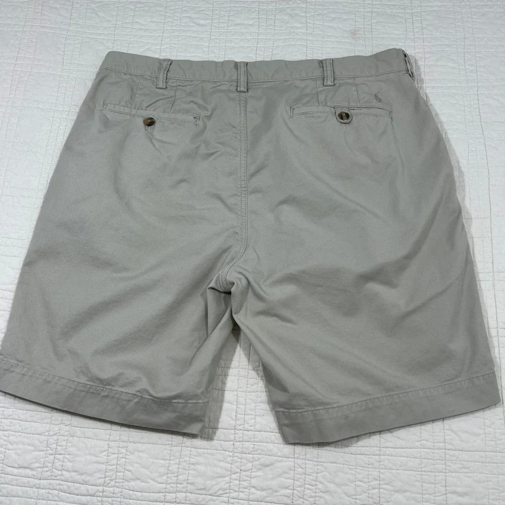 Polo Ralph Lauren Mens 36 Beige Tan Stretch Classic Chino Shorts Cotton Twill